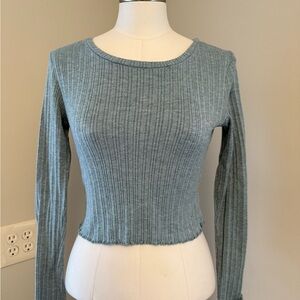 Aeropostale Women's Ribbed Long Sleeve Top - Teal
